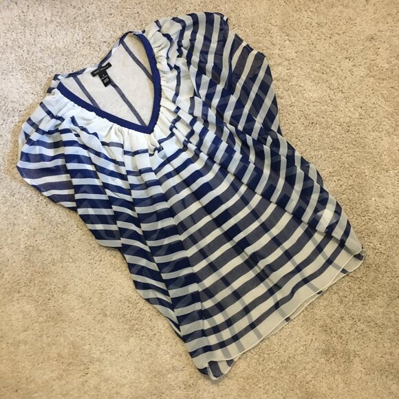 QED London Navy & White Flowing Nightingale Shirt - Picture 13 of 16